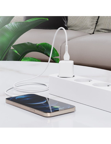 HOCO Chargeur secteur Type C + câble Type C vers Lightning PD 20W N10 blanc