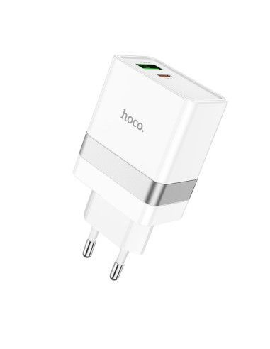 HOCO USB A + Type C PD QC3.0 3A 30W N21 Chargeur de réseau blanc