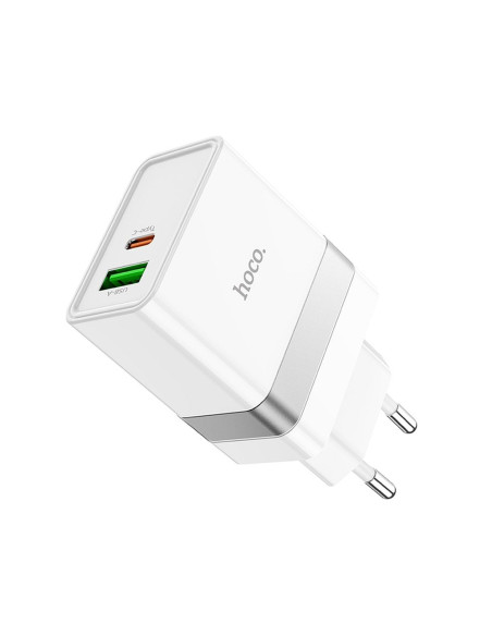 HOCO USB A + Type C PD QC3.0 3A 30W N21 Chargeur de réseau blanc