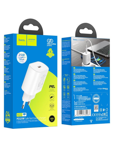 Chargeur HOCO Type C PD QC3.0 25W N22 blanc