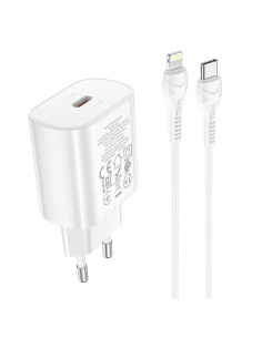 HOCO Chargeur secteur Type C + câble Type C vers Lightning PD QC3.0 25W N22 blanc