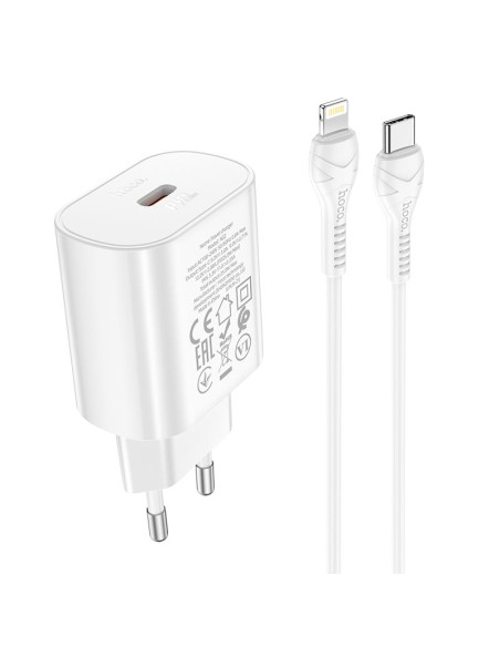 HOCO Chargeur secteur Type C + câble Type C vers Lightning PD QC3.0 25W N22 blanc
