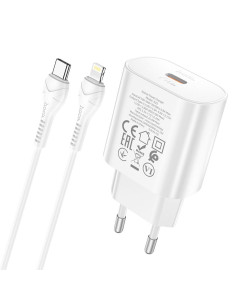 HOCO Chargeur secteur Type C + câble Type C vers Lightning PD QC3.0 25W N22 blanc 2