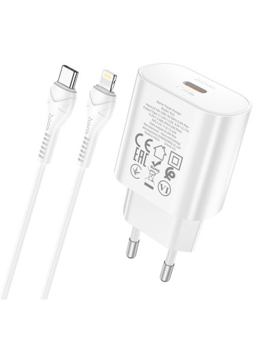HOCO Chargeur secteur Type C + câble Type C vers Lightning PD QC3.0 25W N22 blanc