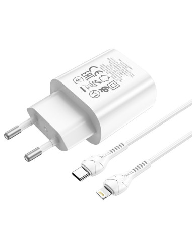 HOCO Chargeur secteur Type C + câble Type C vers Lightning PD QC3.0 25W N22 blanc