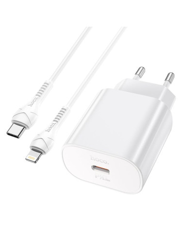 HOCO Chargeur secteur Type C + câble Type C vers Lightning PD QC3.0 25W N22 blanc