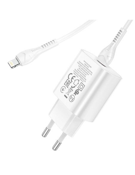 HOCO Chargeur secteur Type C + câble Type C vers Lightning PD QC3.0 25W N22 blanc