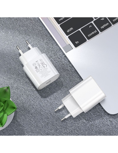 HOCO Chargeur secteur Type C + câble Type C vers Lightning PD QC3.0 25W N22 blanc