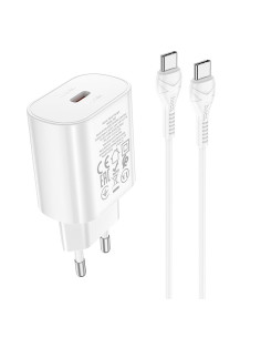 Chargeur HOCO Type C + câble Type C vers Type C PD QC3.0 25W N22 blanc