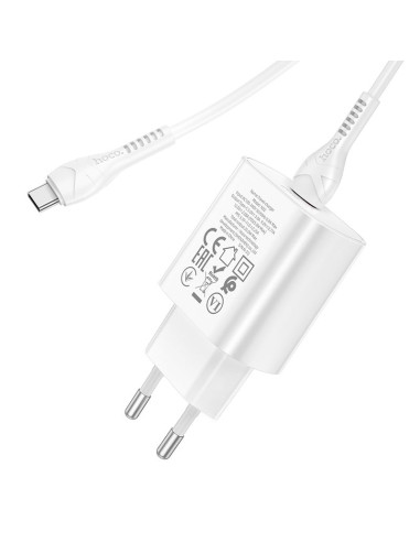 Chargeur HOCO Type C + câble Type C vers Type C PD QC3.0 25W N22 blanc