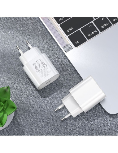 Chargeur HOCO Type C + câble Type C vers Type C PD QC3.0 25W N22 blanc