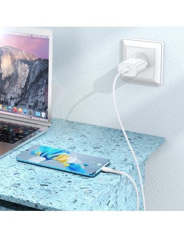 Chargeur HOCO Type C + câble Type C vers Type C PD QC3.0 25W N22 blanc