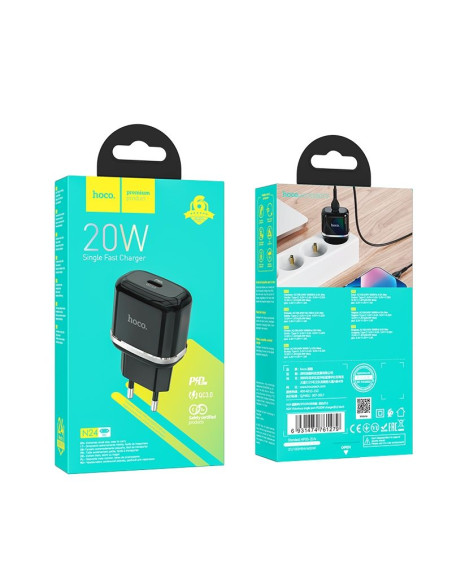 Chargeur HOCO Type C PD QC3.0 20WN24 noir