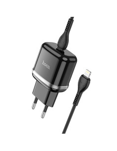 Chargeur secteur HOCO Type C + câble Type C vers Lightning PD QC3.0 20W N24 noir. 2