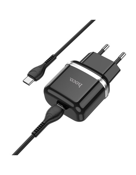 Chargeur secteur HOCO Type C + câble Type C vers Type C PD QC3.0 20W N24 noir.