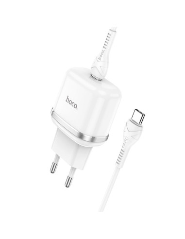 Chargeur secteur HOCO de type C + câble de type C à type C PD QC3.0 20W N24 blanc.