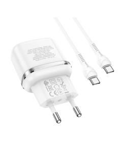 Chargeur secteur HOCO de type C + câble de type C à type C PD QC3.0 20W N24 blanc. 2