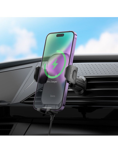 Support voiture à induction pour grille HOCO 15W HW4 noir