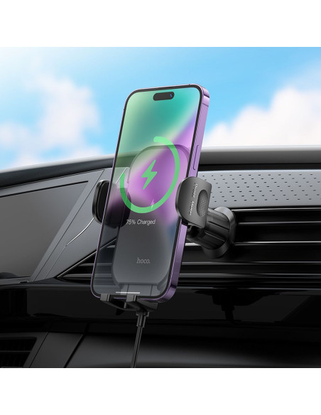Support voiture à induction pour grille HOCO 15W HW4 noir
