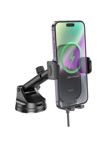 HOCO car holder with wirelles charging for windshield / center console 15W HW5 black