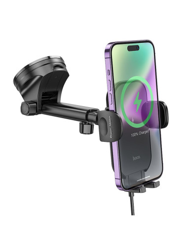 HOCO car holder with wirelles charging for windshield / center console 15W HW5 black