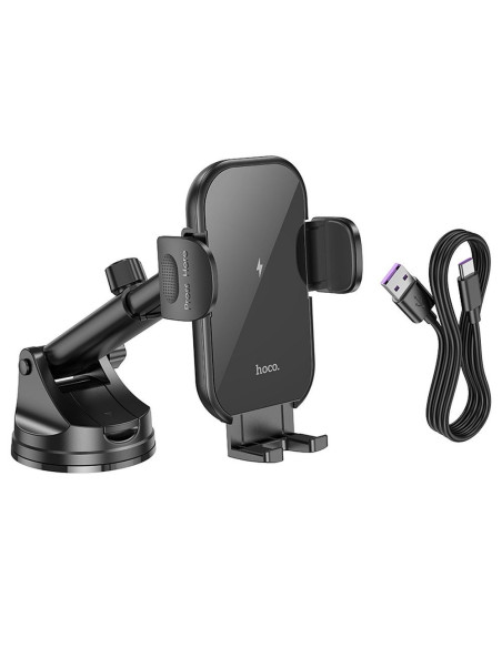 HOCO car holder with wirelles charging for windshield / center console 15W HW5 black