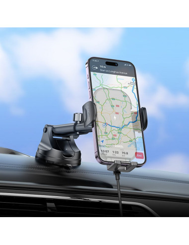 HOCO car holder with wirelles charging for windshield / center console 15W HW5 black
