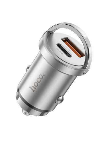 HOCO chargeur de voiture USB A + Type C PD QC3.0 4A 45W NZ10 argent