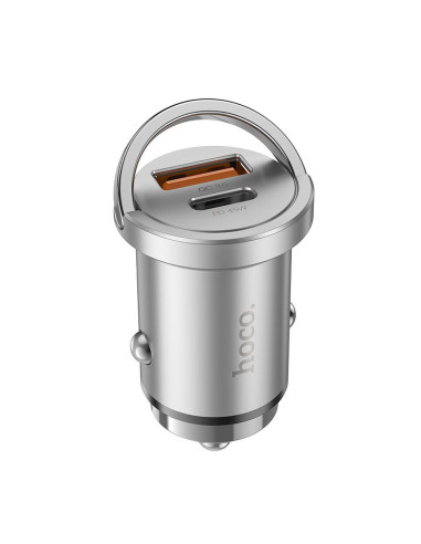 HOCO chargeur de voiture USB A + Type C PD QC3.0 4A 45W NZ10 argent