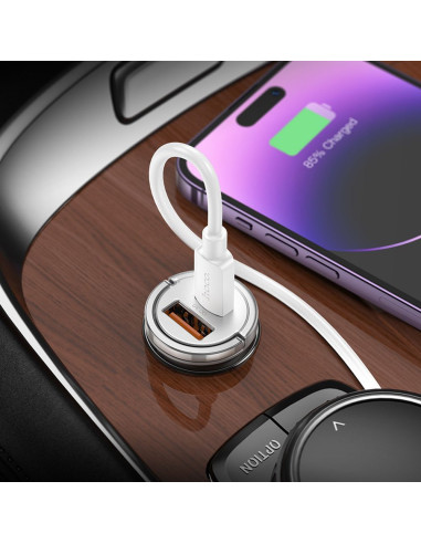 HOCO chargeur de voiture USB A + Type C PD QC3.0 4A 45W NZ10 argent