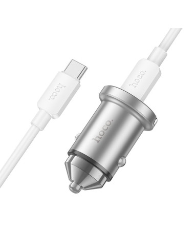 HOCO chargeur de voiture USB A + Type C + câble Type C vers Type C PD QC3.0 4A 45W NZ10 argent
