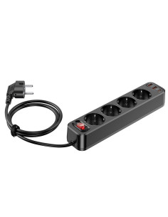 Bloc multiprises HOCO 4 prises + 2 x USB A + Type C PD QC3.0 3A 20W NS1 1.8 m noir