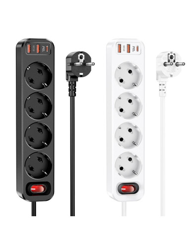 Bloc multiprises HOCO 4 prises + 2 x USB A + Type C PD QC3.0 3A 20W NS1 1.8 m noir