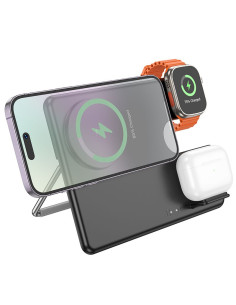 HOCO Chargeur inductif 3-en-1 compatible avec l'Apple Watch 15W CQ1 noir 2