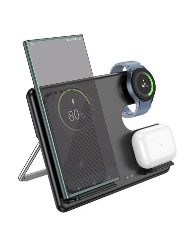 Chargeur inductif 3-en-1 HOCO compatible avec la Samsung Watch 15W CQ2 noir