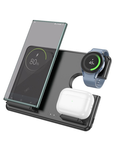 Chargeur inductif 3-en-1 HOCO compatible avec la Samsung Watch 15W CQ2 noir