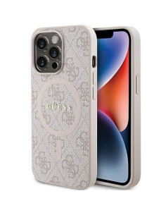 Véritable Case GUESS GUHMP13XG4GFRP pour iPhone 13 Pro Max (Compatible avec Magsafe / 4G Ring classic logo / pink)