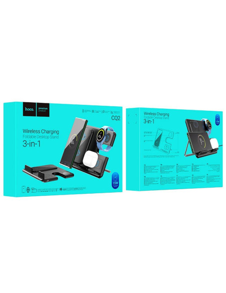 Chargeur inductif 3-en-1 HOCO compatible avec la Samsung Watch 15W CQ2 noir