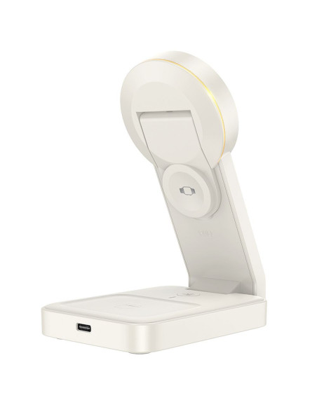Chargeur inductif 3-en-1 HOCO compatible avec MagSafe 15W CQ3 blanc