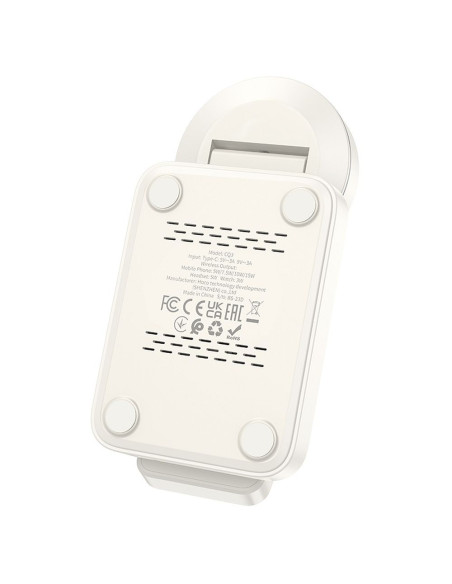 Chargeur inductif 3-en-1 HOCO compatible avec MagSafe 15W CQ3 blanc
