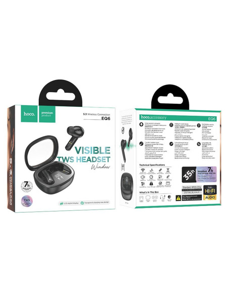 Écouteurs stéréo sans fil / bluetooth HOCO TWS Shadow EQ6 noir