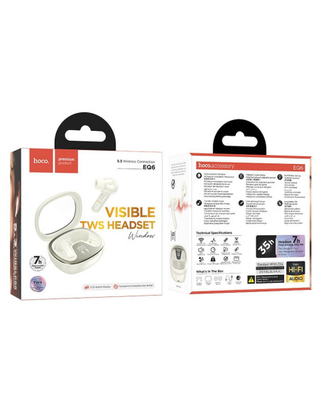 Écouteurs sans fil bluetooth HOCO TWS EQ6 blanc