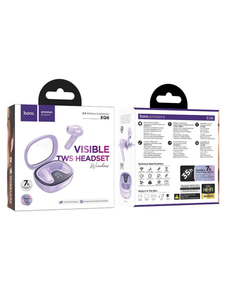 Écouteurs sans fil bluetooth HOCO TWS EQ6 violet