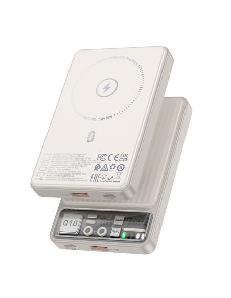 HOCO powerbnk 10 000 mAh compatble with MagSafe PD QC3.0 3A 22,5W Q18 white