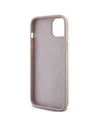 Véritable GUESS Case GUHMP14SG4GFRP pour iPhone 14 (Compatible avec Magsafe / 4G Ring classic logo / pink)