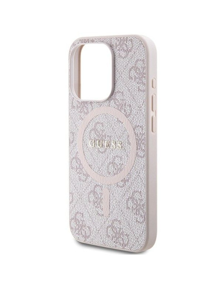 Véritable GUESS Case GUHMP14LG4GFRP pour iPhone 14 Pro (Compatible avec Magsafe / 4G Ring classic logo / pink)