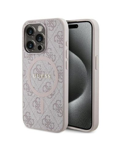 Véritable Case GUESS GUHMP14XG4GFRP pour iPhone 14 Pro Max (Compatible avec Magsafe / 4G Ring classic logo / pink)