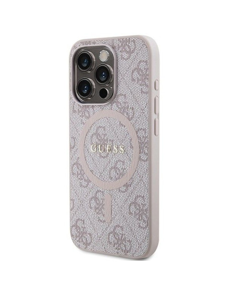 Véritable Case GUESS GUHMP14XG4GFRP pour iPhone 14 Pro Max (Compatible avec Magsafe / 4G Ring classic logo / pink)
