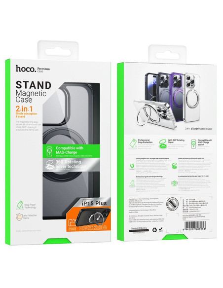 Coque HOCO compatible avec MagSafe AS1 pour IPHONE 15 Plus noir