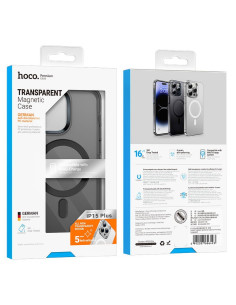 HOCO Coque compatible MagSafe AS3 pour IPHONE 15 Plus noir transparent 2